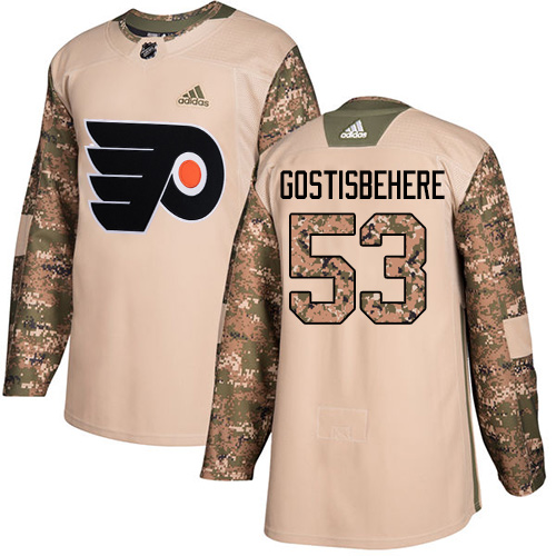 Adidas Flyers #53 Shayne Gostisbehere Camo Authentic Veterans Day Stitched Youth NHL Jersey